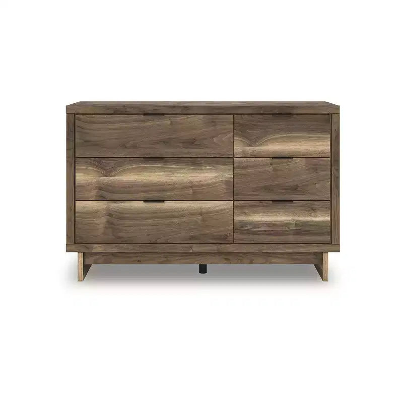 Signature Design by Ashley Darcalli Commode moderne à 6 tiroirs – Meuble de rangement de style Mid-Century – Fini noyer brun
