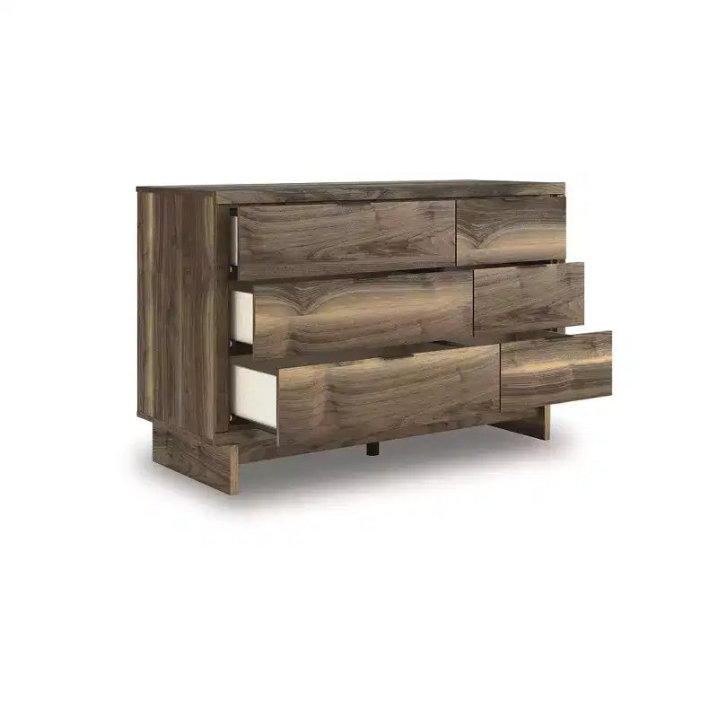 Signature Design by Ashley Darcalli Commode moderne à 6 tiroirs – Meuble de rangement de style Mid-Century – Fini noyer brun