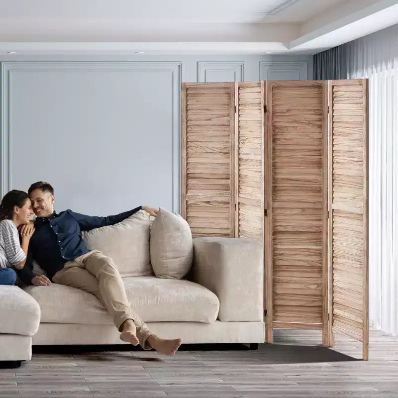 Paravent en bois 4 panneaux VEVOR, Cloison d'intimité pliable en bois, Séparateur de pièce intérieur à persiennes de 170 cm de haut, Écran de décoration portable