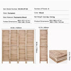 Paravent en bois 4 panneaux VEVOR, Cloison d'intimité pliable en bois, Séparateur de pièce intérieur à persiennes de 170 cm de haut, Écran de décoration portable