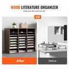 Organiseurs de Documents VEVOR, Casier de Bureau 24 Compartiments avec Étagères Réglables, Trieur de Documents en Bois 73,6 x 30,5 x 62 cm, Certifié EPA