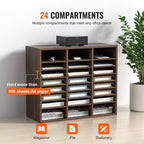 Organiseurs de Documents VEVOR, Casier de Bureau 24 Compartiments avec Étagères Réglables, Trieur de Documents en Bois 73,6 x 30,5 x 62 cm, Certifié EPA
