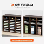 Organiseurs de Documents VEVOR, Casier de Bureau 24 Compartiments avec Étagères Réglables, Trieur de Documents en Bois 73,6 x 30,5 x 62 cm, Certifié EPA