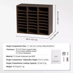 Organiseurs de Documents VEVOR, Casier de Bureau 24 Compartiments avec Étagères Réglables, Trieur de Documents en Bois 73,6 x 30,5 x 62 cm, Certifié EPA