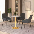 Table à manger ronde LeisureMod Bristol 24 - Plateau en pierre frittée et base en piédestal en acier doré robuste pour la cuisine et les petits espaces