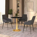 Table à manger ronde LeisureMod Bristol 24 - Plateau en pierre frittée et base en piédestal en acier doré robuste pour la cuisine et les petits espaces