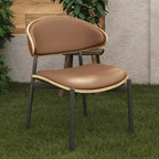 Luck Live Chaises de Salle à Manger Modernes Lot de 2 Chaises d'Extérieur / Chaises sans Accoudoirs Marron & Structure Métallique