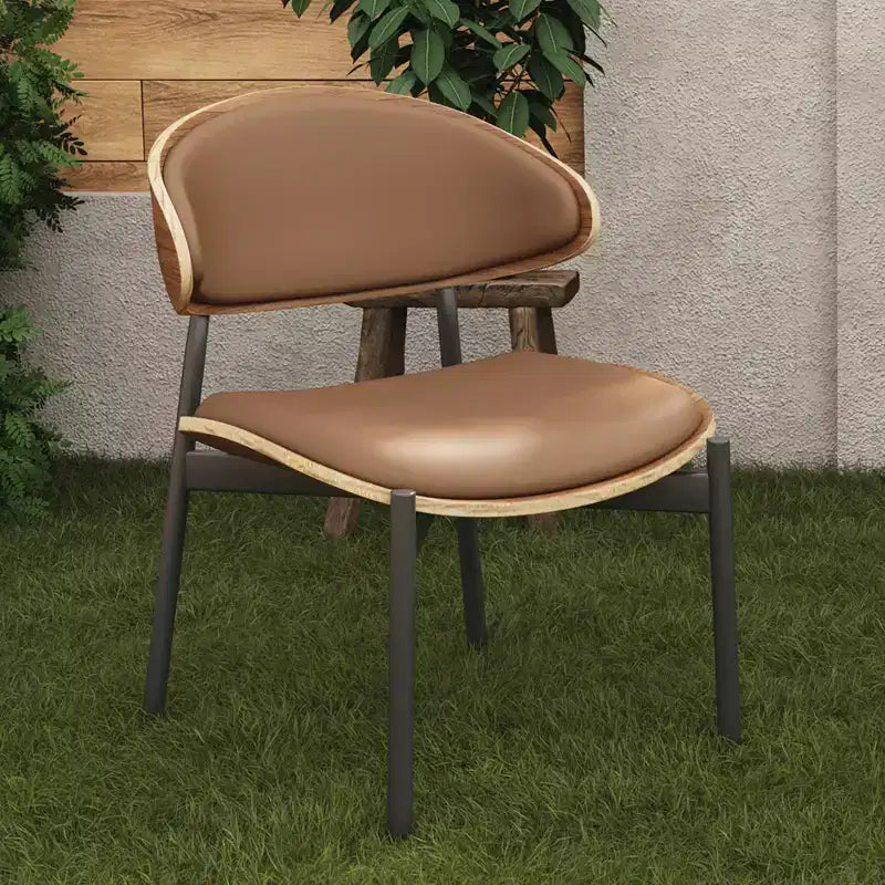Luck Live Chaises de Salle à Manger Modernes Lot de 2 Chaises d'Extérieur / Chaises sans Accoudoirs Marron & Structure Métallique