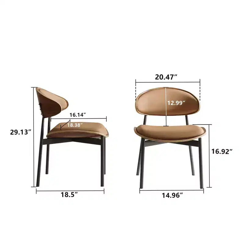 Luck Live Chaises de Salle à Manger Modernes Lot de 2 Chaises d'Extérieur / Chaises sans Accoudoirs Marron & Structure Métallique