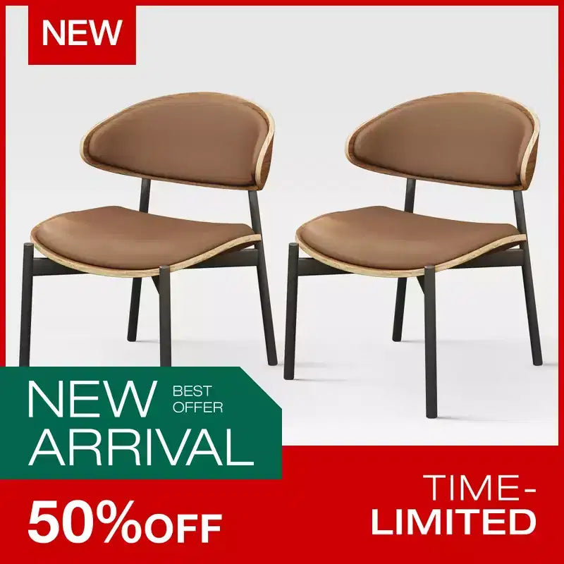 Luck Live Chaises de Salle à Manger Modernes Lot de 2 Chaises d'Extérieur / Chaises sans Accoudoirs Marron & Structure Métallique