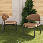 Luck Live Chaises de Salle à Manger Modernes Lot de 2 Chaises d'Extérieur / Chaises sans Accoudoirs Marron & Structure Métallique