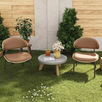 Luck Live Chaises de Salle à Manger Modernes Lot de 2 Chaises d'Extérieur / Chaises sans Accoudoirs Marron & Structure Métallique