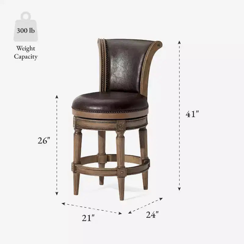 Tabourets de bar pivotants Maven Lane Pullman hauteur comptoir avec similicuir