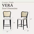 Tabouret de comptoir Maven Lane Vera avec revêtement en tissu, hauteur d'assise de 66 cm