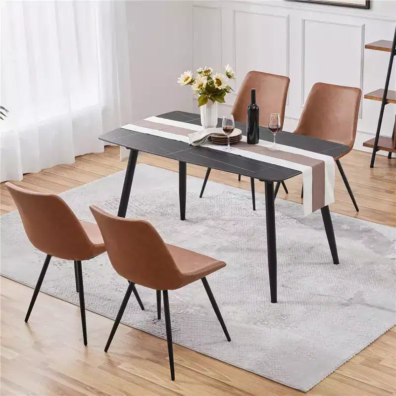 Yaheetech Lot de 4 chaises de salle à manger style urbain avec pieds en métal pour cuisine, salle à manger, salon, bureau