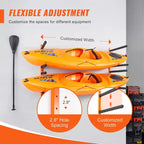 Porte-kayaks muraux VEVOR, supports muraux pour 4 kayaks, canoës et planches à pagaie, crochets de rangement pour kayak avec bras rembourrés réglables