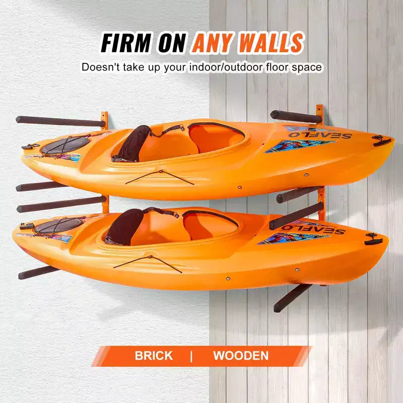Porte-kayaks muraux VEVOR, supports muraux pour 4 kayaks, canoës et planches à pagaie, crochets de rangement pour kayak avec bras rembourrés réglables