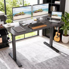 MAYEERTY Bureau Debout Électrique 48x24 Noyer - Bureau à Domicile, Plateau en Bois Reconstitué, Hauteur Réglable