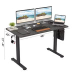 MAYEERTY Bureau Debout Électrique 48x24 Noyer - Bureau à Domicile, Plateau en Bois Reconstitué, Hauteur Réglable