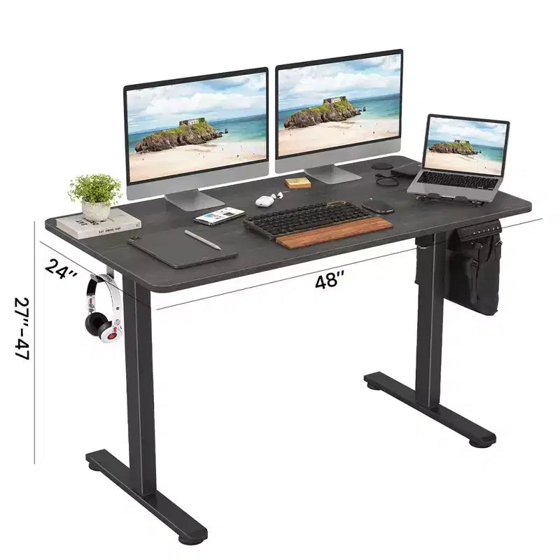 MAYEERTY Bureau Debout Électrique 48x24 Noyer - Bureau à Domicile, Plateau en Bois Reconstitué, Hauteur Réglable