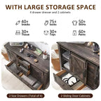 Commode de ferme SinCiDo 48 avec 4 tiroirs et 2 portes de grange, commode et meuble TV rustique avec étagère réglable pour le salon