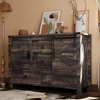 Commode de ferme SinCiDo 48 avec 4 tiroirs et 2 portes de grange, commode et meuble TV rustique avec étagère réglable pour le salon