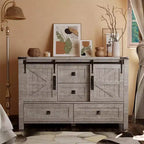 Commode de ferme SinCiDo 48 avec 4 tiroirs et 2 portes de grange, commode et meuble TV rustique avec étagère réglable pour le salon
