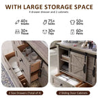 Commode de ferme SinCiDo 48 avec 4 tiroirs et 2 portes de grange, commode et meuble TV rustique avec étagère réglable pour le salon