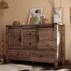 Commode de ferme SinCiDo 48 avec 4 tiroirs et 2 portes de grange, commode et meuble TV rustique avec étagère réglable pour le salon