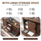 Commode de ferme SinCiDo 48 avec 4 tiroirs et 2 portes de grange, commode et meuble TV rustique avec étagère réglable pour le salon