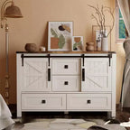 Commode de ferme SinCiDo 48 avec 4 tiroirs et 2 portes de grange, commode et meuble TV rustique avec étagère réglable pour le salon