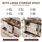 Commode de ferme SinCiDo 48 avec 4 tiroirs et 2 portes de grange, commode et meuble TV rustique avec étagère réglable pour le salon