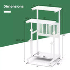 Costway Bureau réglable avec repose-pieds, panneau en maille, roulettes verrouillables, pour maison et bureau