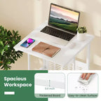 Costway Bureau réglable avec repose-pieds, panneau en maille, roulettes verrouillables, pour maison et bureau