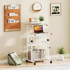 Costway Bureau réglable avec repose-pieds, panneau en maille, roulettes verrouillables, pour maison et bureau