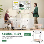 Costway Bureau réglable avec repose-pieds, panneau en maille, roulettes verrouillables, pour maison et bureau