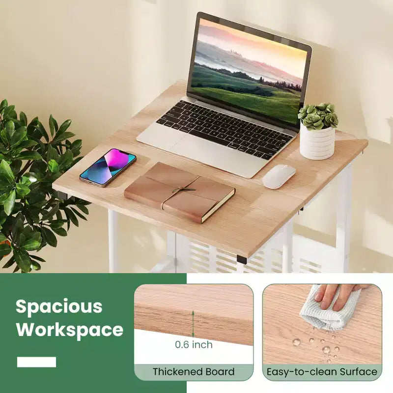 Costway Bureau réglable avec repose-pieds, panneau en maille, roulettes verrouillables, pour maison et bureau