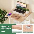 Costway Bureau réglable avec repose-pieds, panneau en maille, roulettes verrouillables, pour maison et bureau