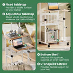 Costway Bureau réglable avec repose-pieds, panneau en maille, roulettes verrouillables, pour maison et bureau