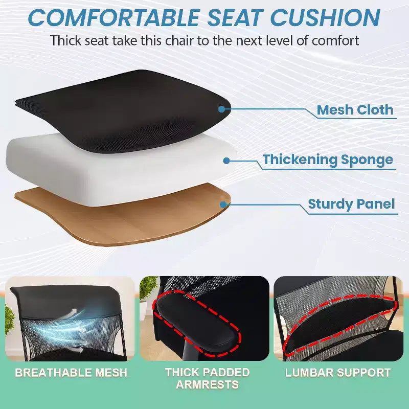 Chaise de bureau FDW 500lbs Grande taille Siège large Chaise d'ordinateur, Noir