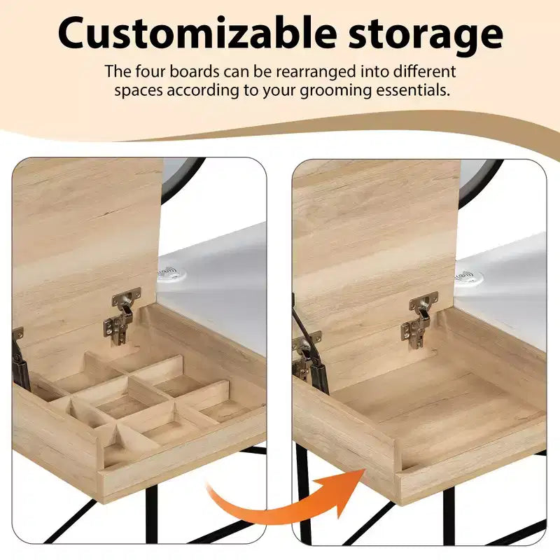 Étagère murale Okak avec tiroir, coiffeuse flottante peu encombrante pour salle de bain/chambre à coucher, installation facile avec supports dissimulés