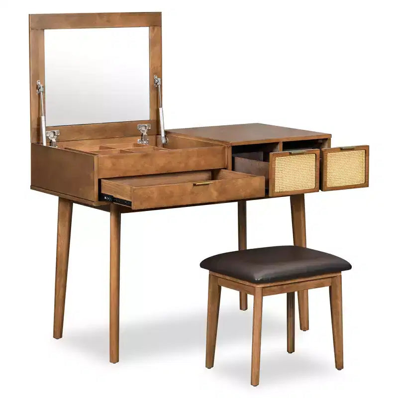 Étagère murale Okak avec tiroir, coiffeuse flottante peu encombrante pour salle de bain/chambre à coucher, installation facile avec supports dissimulés