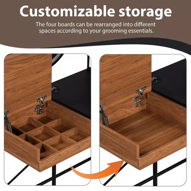 Étagère murale Okak avec tiroir, coiffeuse flottante peu encombrante pour salle de bain/chambre à coucher, installation facile avec supports dissimulés