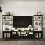 Famapy Contemporary Black TV Consoles Entertainment Center with Famapy Shelving & Drawers - Chic Storage Option for Home Media Spaces