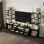 Meuble TV Contemporain Noir Famapy avec Étagères et Tiroirs Famapy - Option de Rangement Chic pour Espaces Multimédias Domestiques