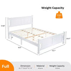 Lit en bois Karl Home avec cadre en bois, taille double, plateforme avec tête de lit, blanc