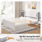 Lit en bois Karl Home avec cadre en bois, taille double, plateforme avec tête de lit, blanc