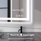 Miroir de salle de bain LED 20x28 pouces, miroir de courtoisie anti-buée avec deux modes d'éclairage, blanc