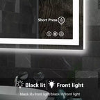 Miroir de salle de bain LED 20x28 pouces, miroir de courtoisie anti-buée avec deux modes d'éclairage, blanc