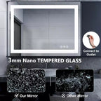 Miroir de salle de bain LED 20x28 pouces, miroir de courtoisie anti-buée avec deux modes d'éclairage, blanc